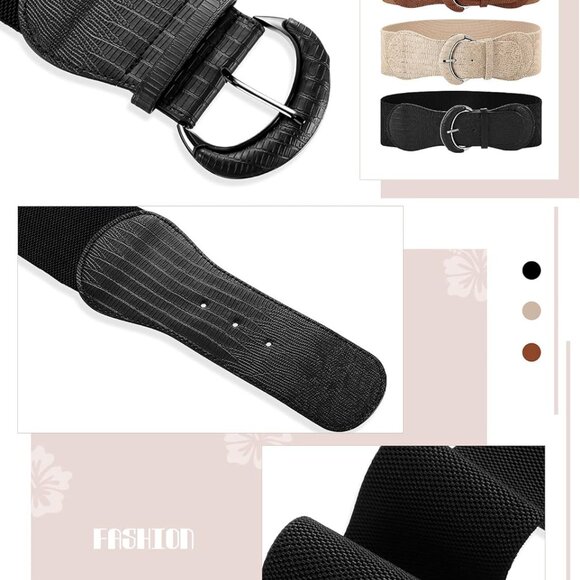 Women Wide Elastic Leather Belt Pack for Dress Casual Fashion Accessories - Picture 6 of 6